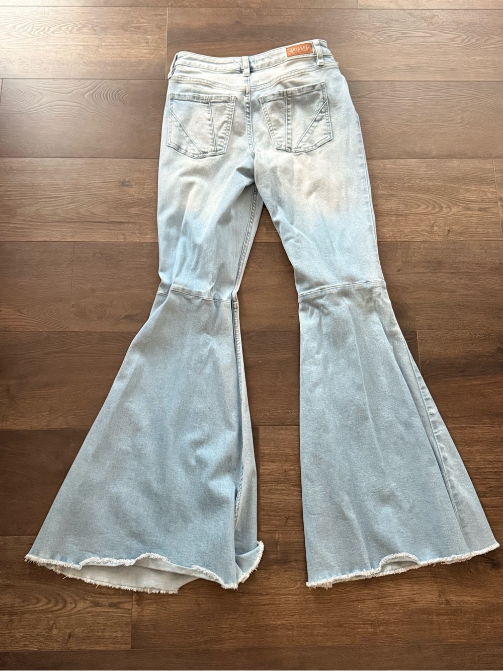 Shyanne Light Blue High-Rise Flared Jeans with Knee Distress - Picture 2 of 2